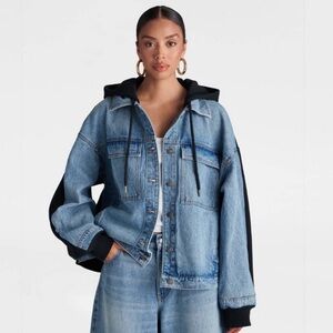 KBB by KAHLANA Women's 'The Denim and Fleece Hoodie' - Medium Wash